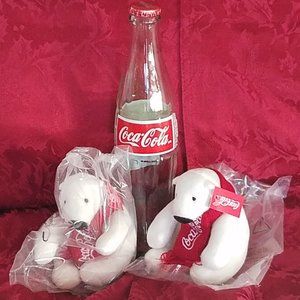 NWT LOT OF (2) GENUINE PLUSH COCA COLA POLAR BEARS